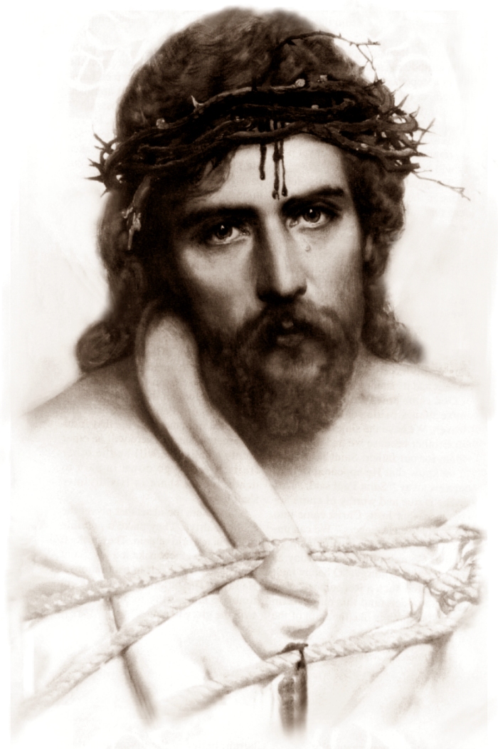 SEPIA CHRIST WITH CROWN OF THORNS