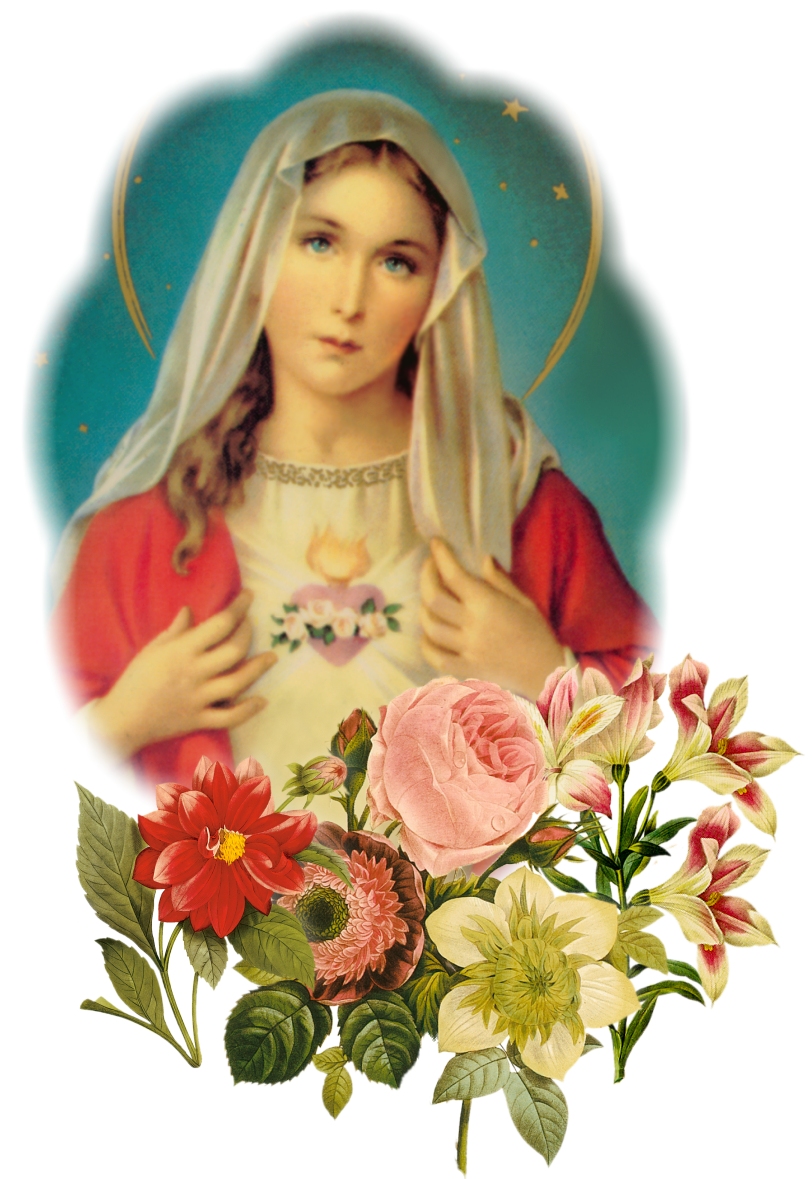 THE IMMACULATE HEART WITH FLOWERS