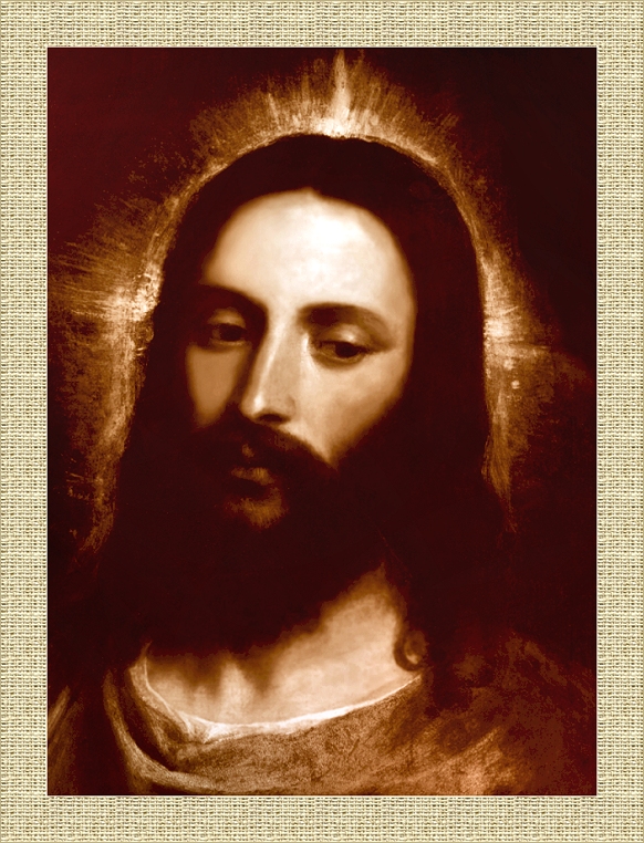 HEAD OF CHRIST IN WOVEN FRAME