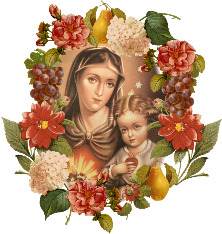 CLARETIAN HOLY CARD IN RING OF ROSES