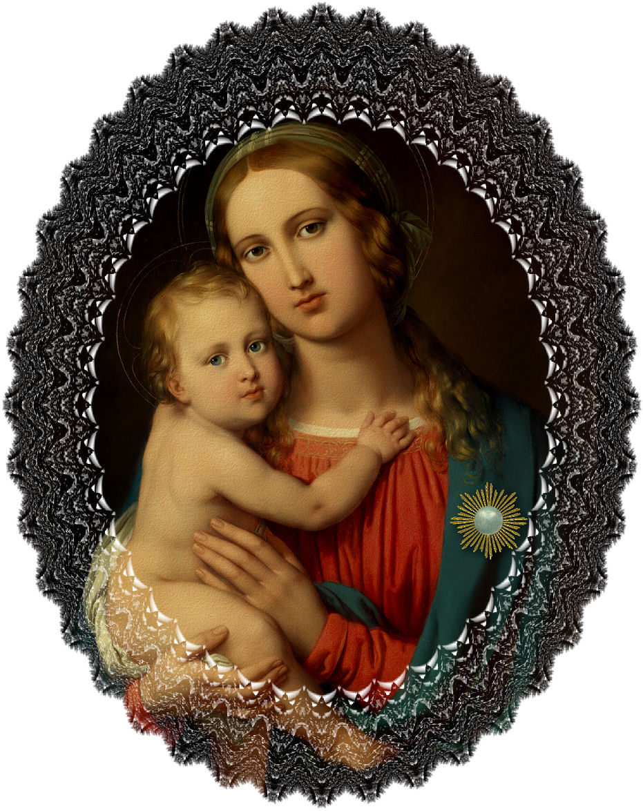 MADONNA AND CHILD WITH LACE TRIM