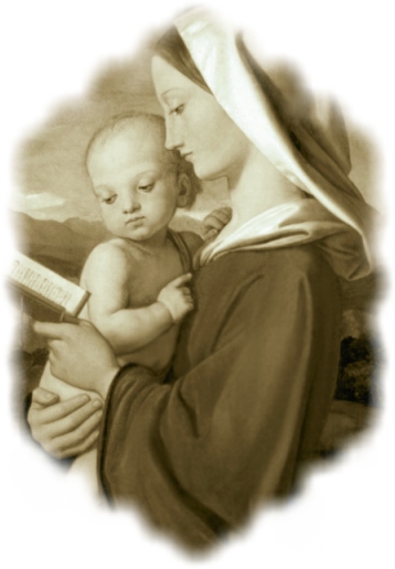 SEPIA FADE OF WILLIAM DYCE'S MADONNA READING TO THE CHRIST CHILD