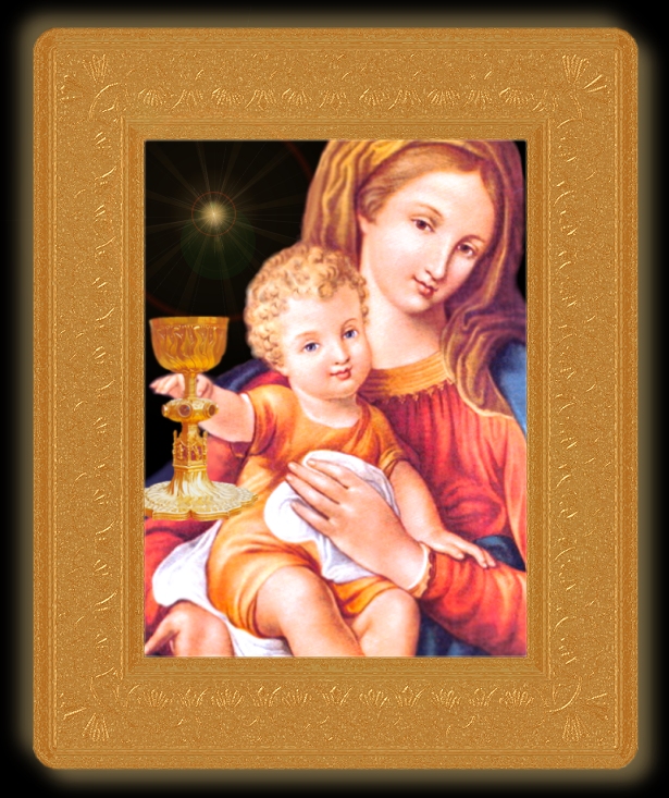 OUR LADY OF THE PRECIOUS BLOOD IN GOLD FRAME